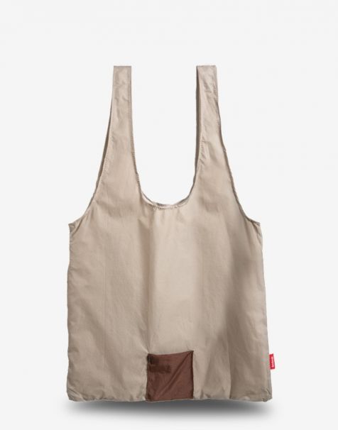 Bagasi Lipa Foldable Tote Bag - Grey/Brown