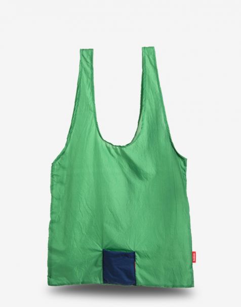 Bagasi Lipa Foldable Tote Bag - Green/Navy