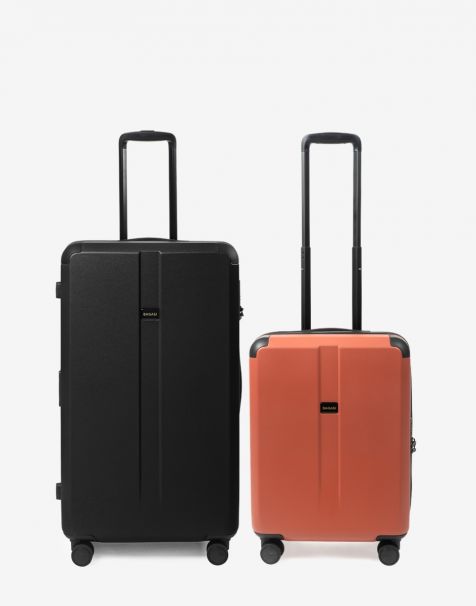 Special Bundling Bagasi Galena Trunk Large Black + Bagasi Galena Small Terracotta
