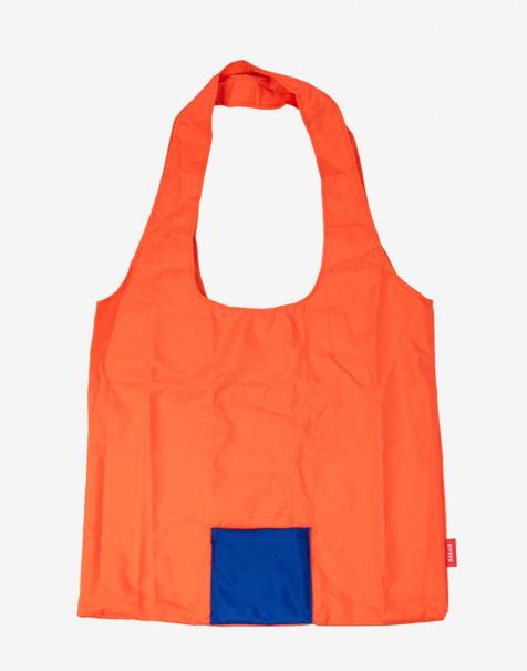 Bagasi Lipa Foldable Tote Bag - Orange/Royal Blue