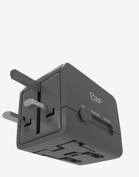 Travel Blue World Travel Adaptor with USB-C & USB-A Ports - Black