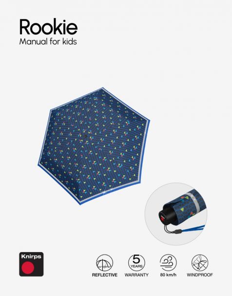 Knirps Rookie Manual with Reflective Stripes - Blue Reflective
