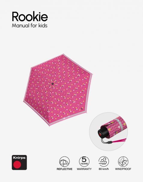 Knirps Rookie Manual with Reflective Stripes - Pink Reflective
