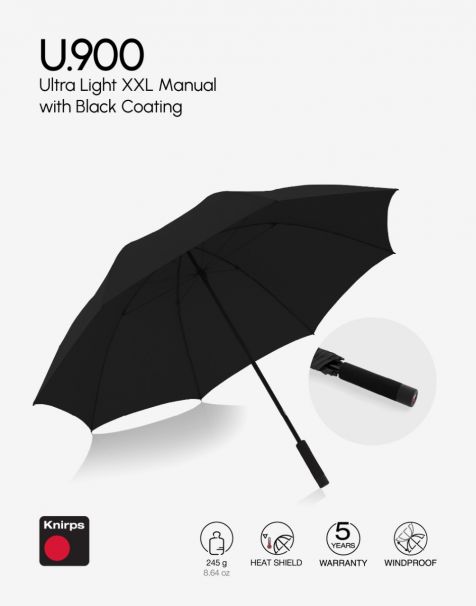 Knirps U.900 Ultra Light XXL Manual Compact - Black with Black Coating