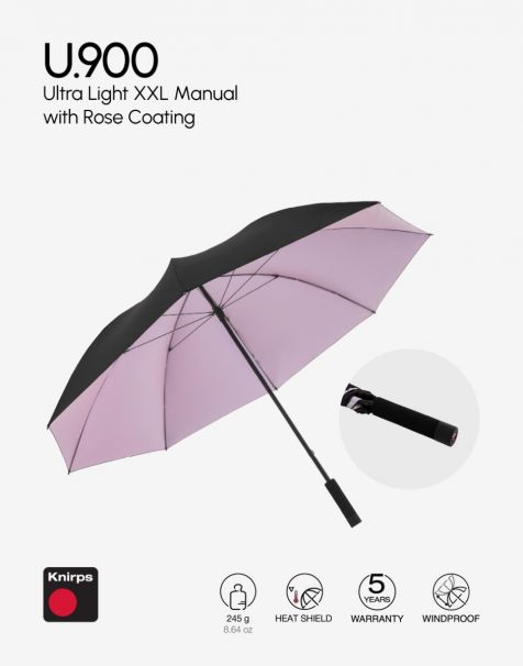 Knirps U.900 Ultra Light XXL Manual Compact - Black with Rose Coating