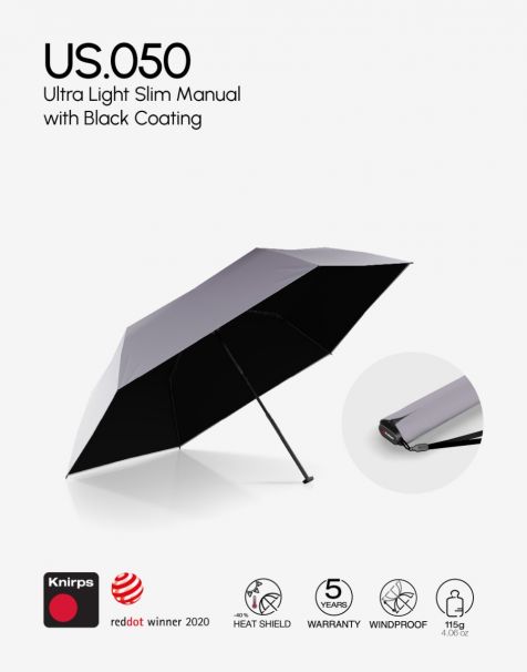 Knirps US.050 Ultra Light Slim Manual - Lilac with Black Coating