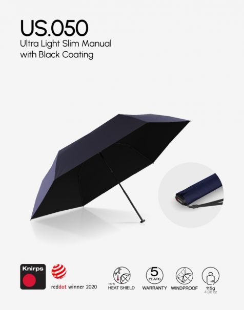 Knirps US.050 Ultra Light Slim Manual - Navy with Black Coating