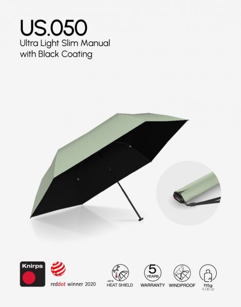 Knirps US.050 Ultra Light Slim Manual - Wasabi with Black Coating