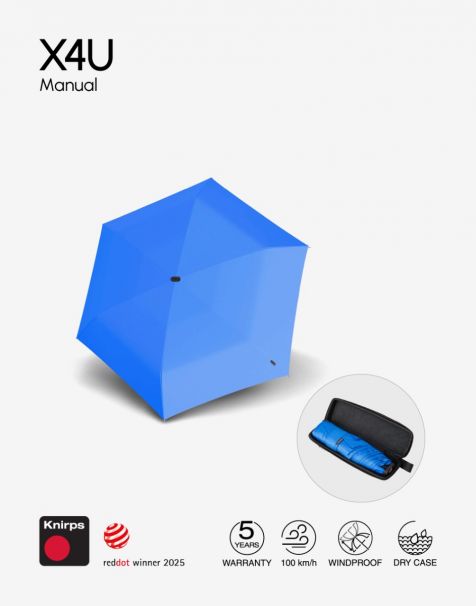 Knirps X4U Manual with Dry Case - Neon Blue