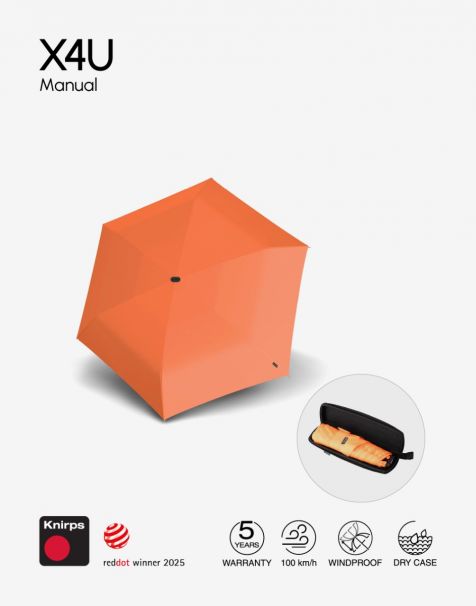 Knirps X4U Manual with Dry Case - Neon Orange