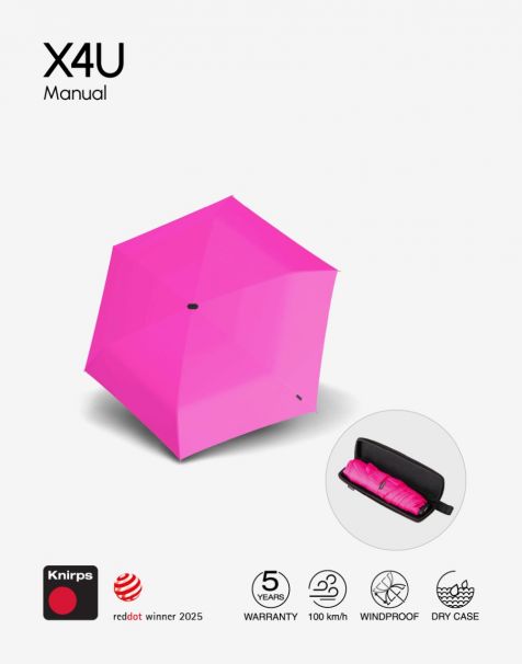 Knirps X4U Manual with Dry Case - Neon Pink