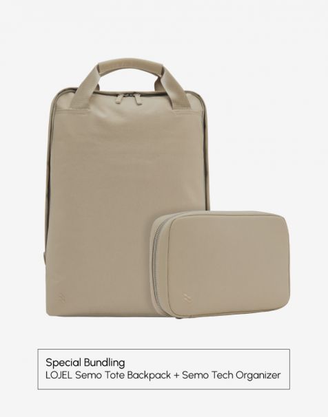 Bundling LOJEL Semo Tote Backpack 13L Tierra Taupe + LOJEL Semo Tech Organizer Tierra Taupe