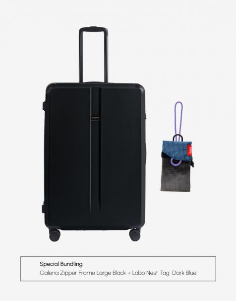 Bundling Bagasi Galena Zipper Frame Large Black + Bagasi Lobo Nest Tag Blue
