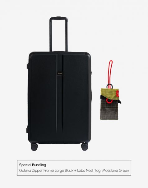 Bundling Bagasi Galena Zipper Frame Large Black + Bagasi Lobo Nest Tag Moss Green