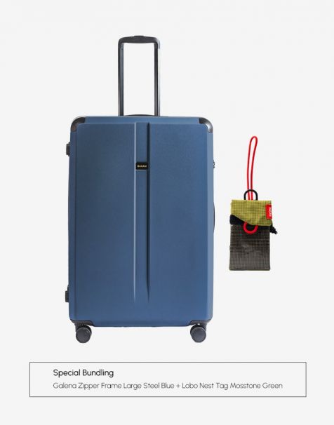 Bundling Bagasi Galena Zipper Frame Large Blue + Bagasi Lobo Nest Tag Moss Green
