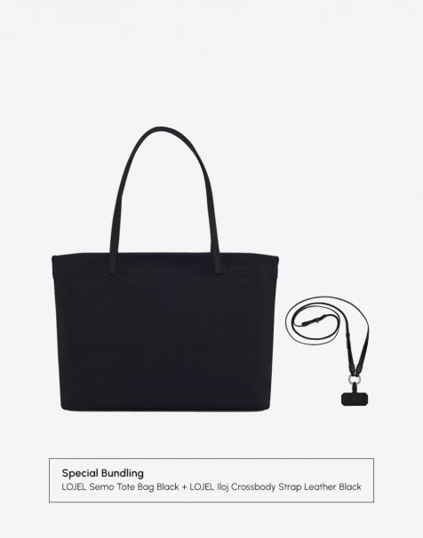 Bundling LOJEL Semo Tote Bag  Black + LOJEL Iloj Crossbody Strap Leather Black