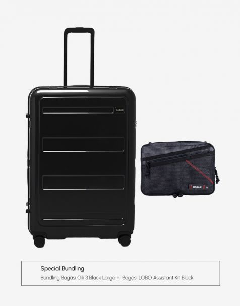 Bundling Bagasi Gili Large Black + Bagasi Lobo Assistant Kit Black