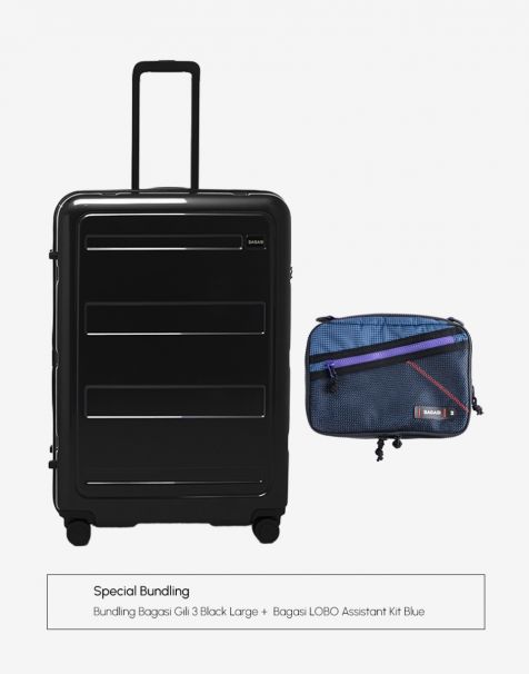 Bundling Bagasi Gili Large Black + Bagasi Lobo Assistant Kit Blue