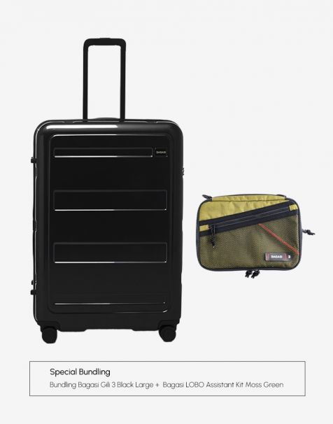 Bundling Bagasi Gili Large Black + Bagasi Lobo Assistant Kit Moss Green