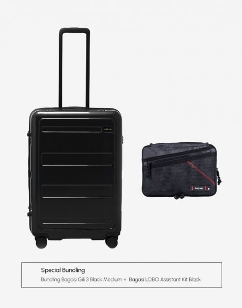 Bundling Bagasi Gili Medium Black + Bagasi Lobo Assistant Kit Black