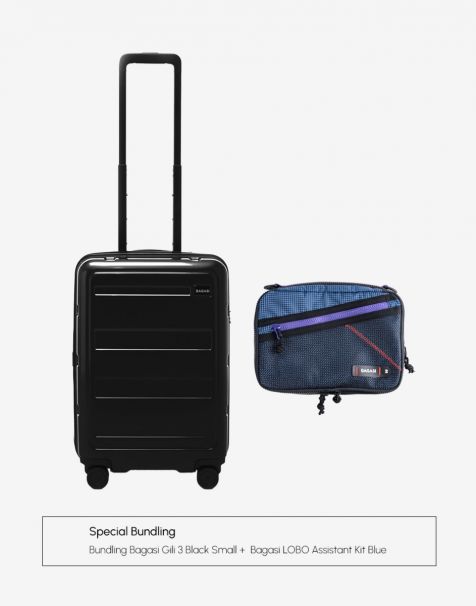 Bundling Bagasi Gili Small Black + Bagasi Lobo Assistant Kit Blue