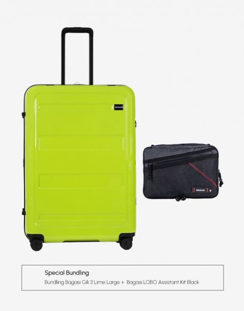 Bundling Bagasi Gili Large Lime + Bagasi Lobo Assistant Kit Black