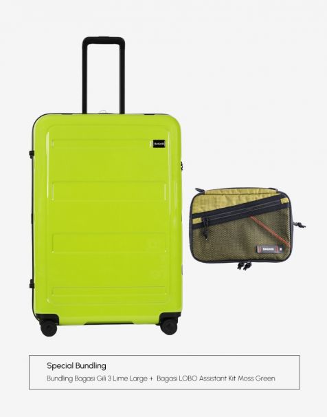 Bundling Bagasi Gili Large Lime + Bagasi Lobo Assistant Kit Moss Green