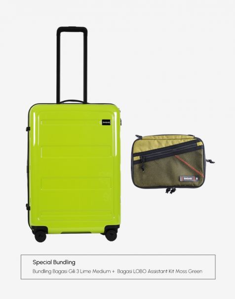 Bundling Bagasi Gili Medium Lime + Bagasi Lobo Assistant Kit Moss Green