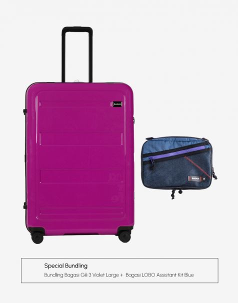 Bundling Bagasi Gili Large Violet + Bagasi Lobo Assistant Kit Blue