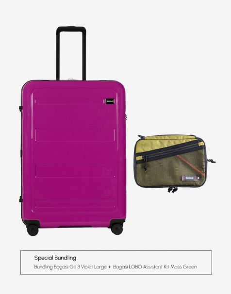 Bundling Bagasi Gili Large Violet + Bagasi Lobo Assistant Kit Moss Green