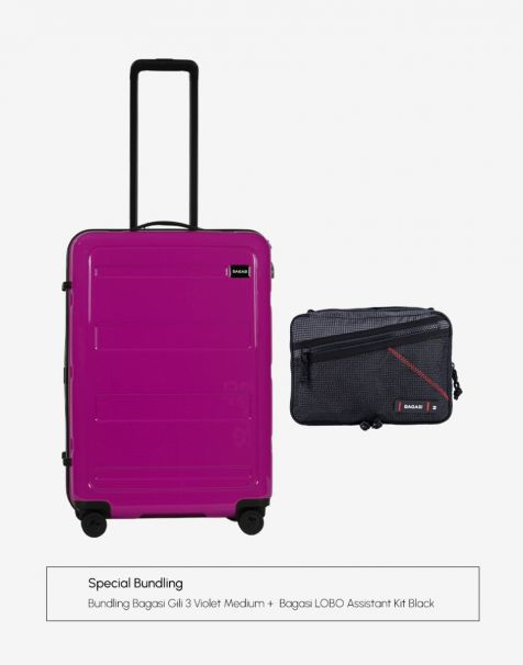 Bundling Bagasi Gili Medium Violet + Bagasi Lobo Assistant Kit Black