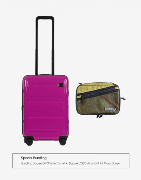 Bundling Bagasi Gili Small Violet + Bagasi Lobo Assistant Kit Moss Green