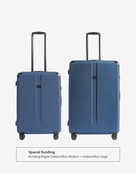 Bundling Bagasi Galena Zipper Frame Medium Blue + Bagasi Galena Zipper Frame Large Blue