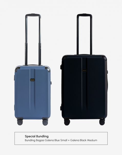 Bundling Bagasi Galena Zipper Frame Small Blue + Bagasi Galena Zipper Frame Medium Black