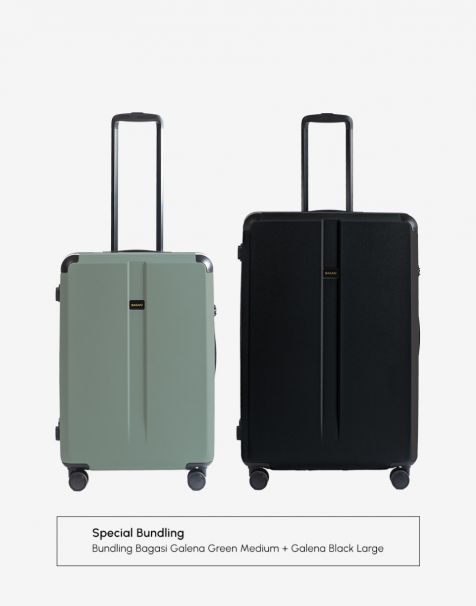 Bundling Bagasi Galena Zipper Frame Medium Green + Bagasi Galena Zipper Frame Large Black