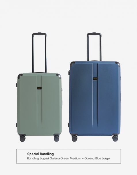 Bundling Bagasi Galena Zipper Frame Medium Green + Bagasi Galena Zipper Frame Large Blue