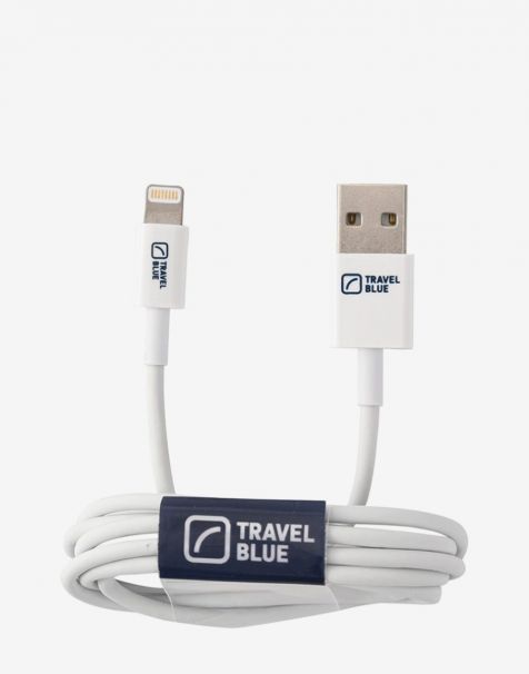 Travel Blue Lightning USB Data Sync & Charge Cable - White