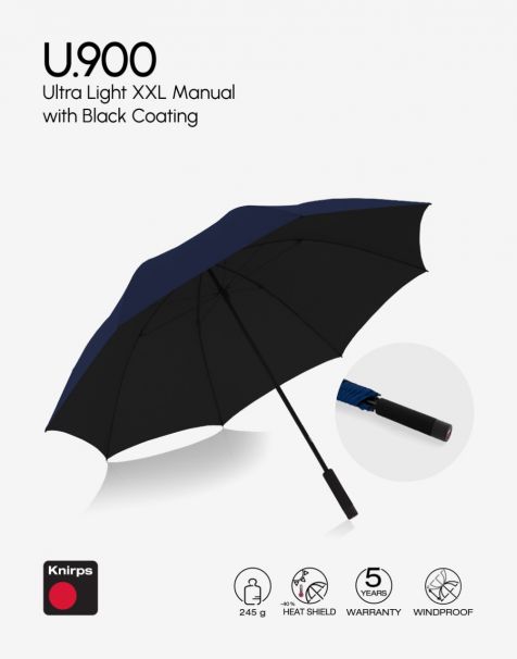 Knirps U.900 Ultra Light XXL Manual Compact - Navy with Black Coating