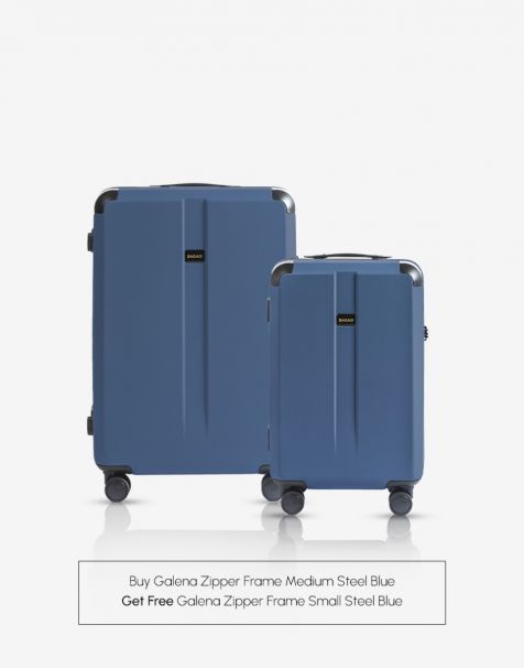 [SPECIAL OFFER] Bagasi Galena Zipper Frame Medium Steel Blue get Free Bagasi Galena Zipper Frame Small Steel Blue