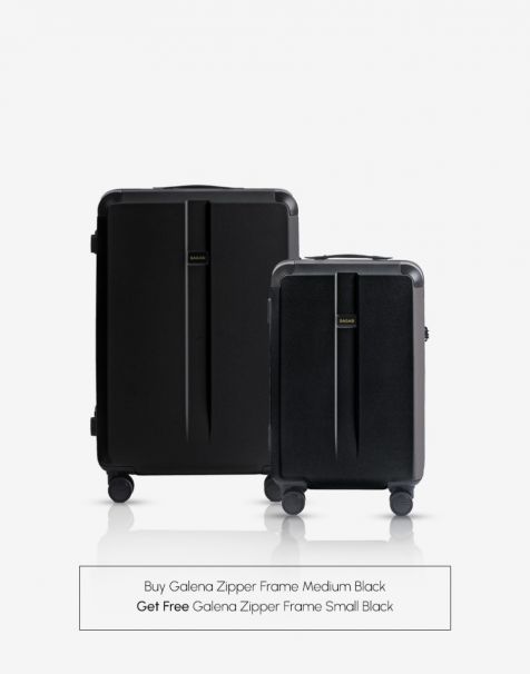 [SPECIAL OFFER] Bagasi Galena Zipper Frame Medium Black get Free Bagasi Galena Zipper Frame Small Black