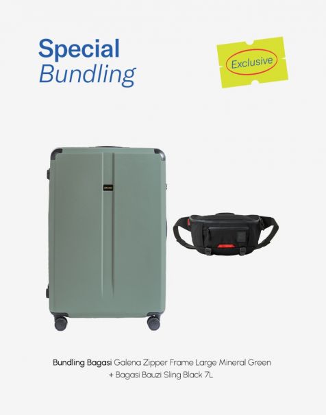 Special Bundling Bagasi Galena Zipper Frame Large Mineral Green + Bagasi Bauzi Sling 7L Black