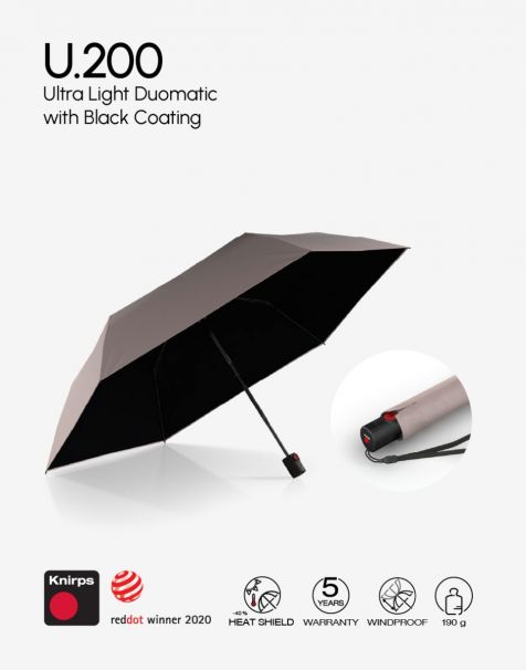 Knirps U.200 Ultra Light Duomatic  - Pearl with Black Coating