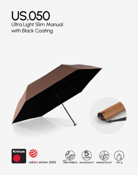 Knirps US.050 Ultra Light Slim Manual - Fox with Black Coating