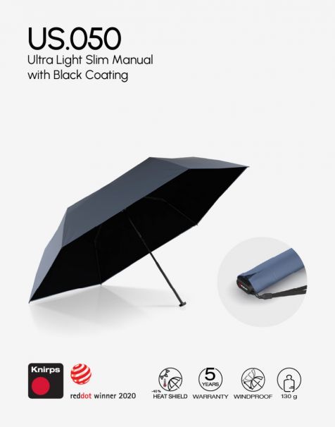 Knirps US.050 Ultra Light Slim Manual - Harbor with Black Coating
