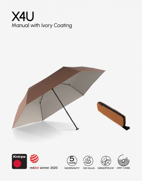 Knirps X4U Manual Heat Shield with Dry Case - Fox with Ivory Coating