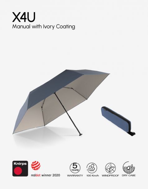 Knirps X4U Manual Heat Shield with Dry Case - Harbor with Ivory Coating