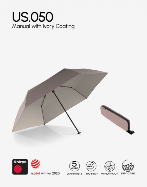 Knirps X4U Manual Heat Shield with Dry Case - Pearl with Ivory Coating