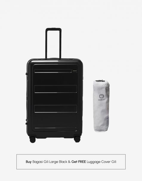 Buy Bagasi Gili Large Black & Get FREE Luggage Cover Gili Large