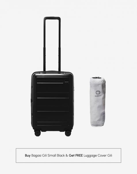 Buy Bagasi Gili Small Black & Get FREE Luggage Cover Gili Small