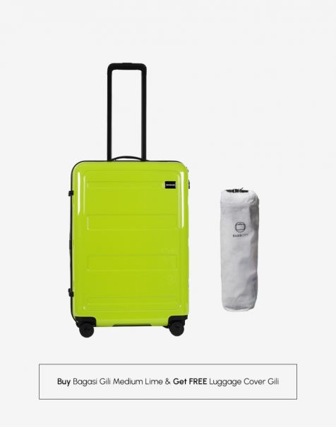 Buy Bagasi Gili Medium Lime & Get FREE Luggage Cover Gili Medium